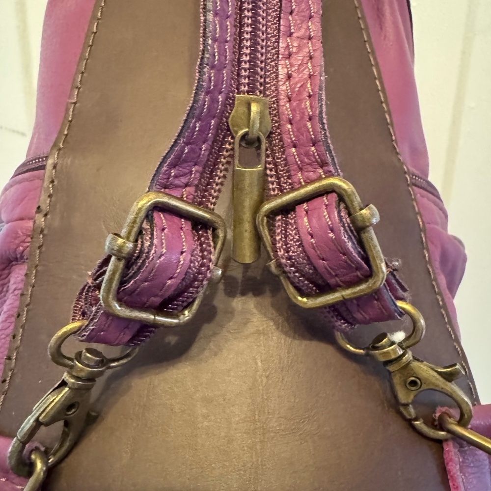 Vera Pelle Fuchsia and Chocolate Backpack - Picture 9 of 15